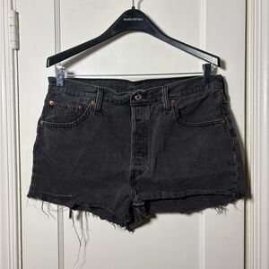 Levi's Black Frayed Hem Denim Shorts